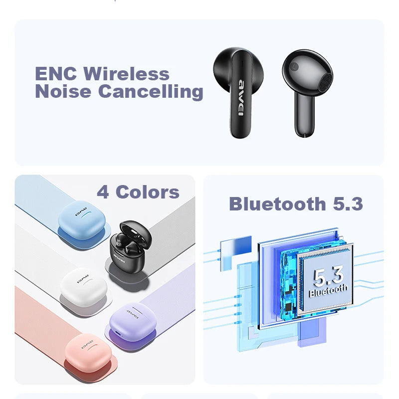T68 ENC Bluetooth Earbuds