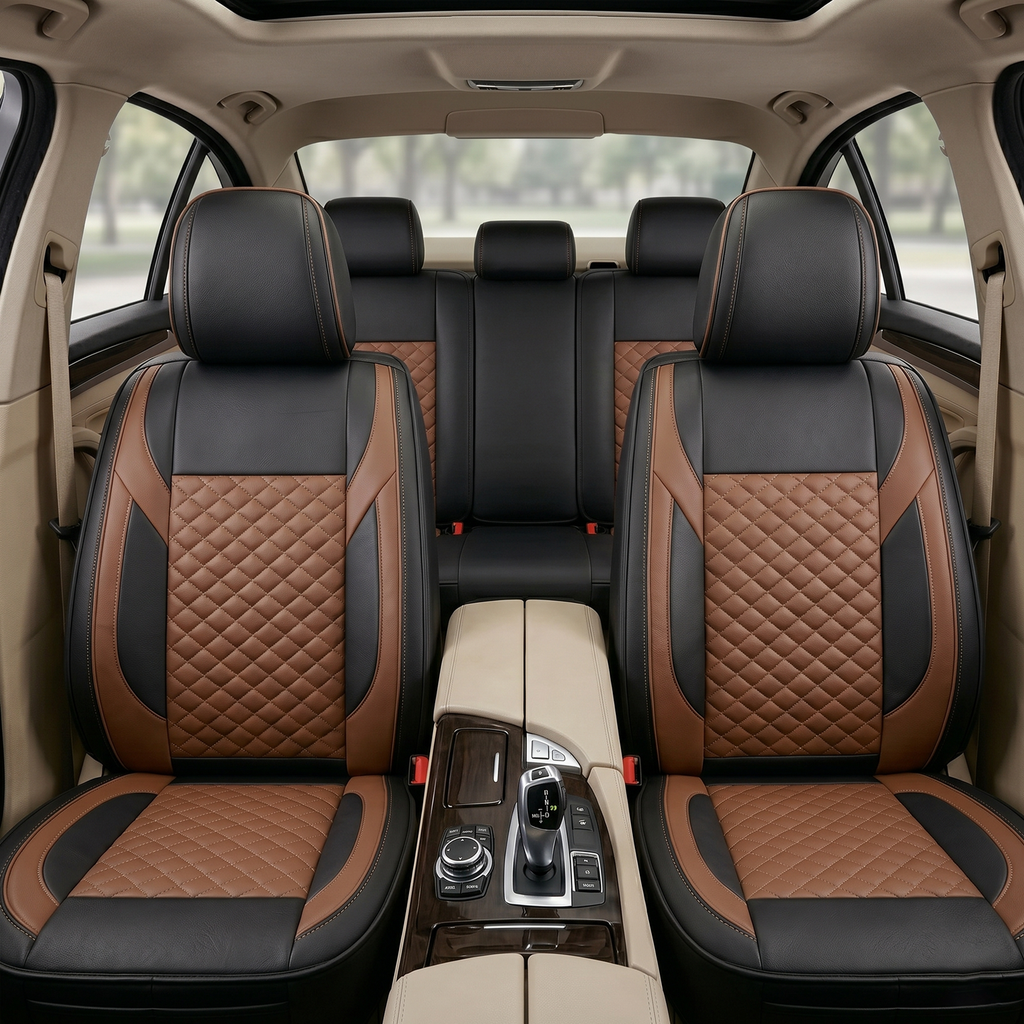Premium 5Pcs Set Leather (Faux) Car Seat Cover Full Set | SUV Car