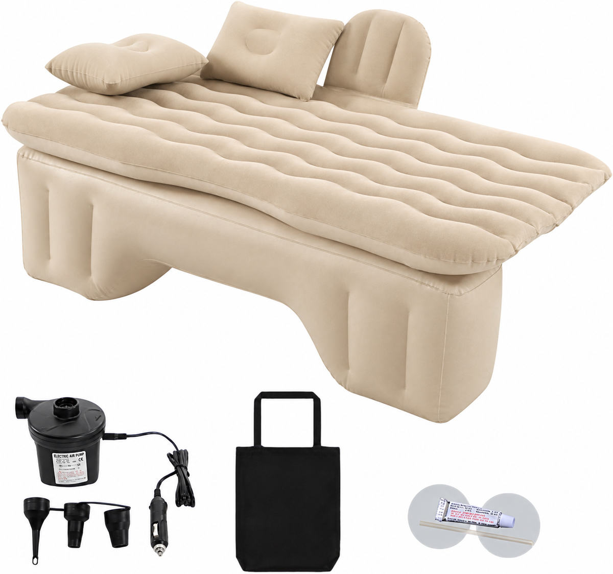 Inflatable Car Air Mattress, Portable Car Camping Mattress with Pillows
