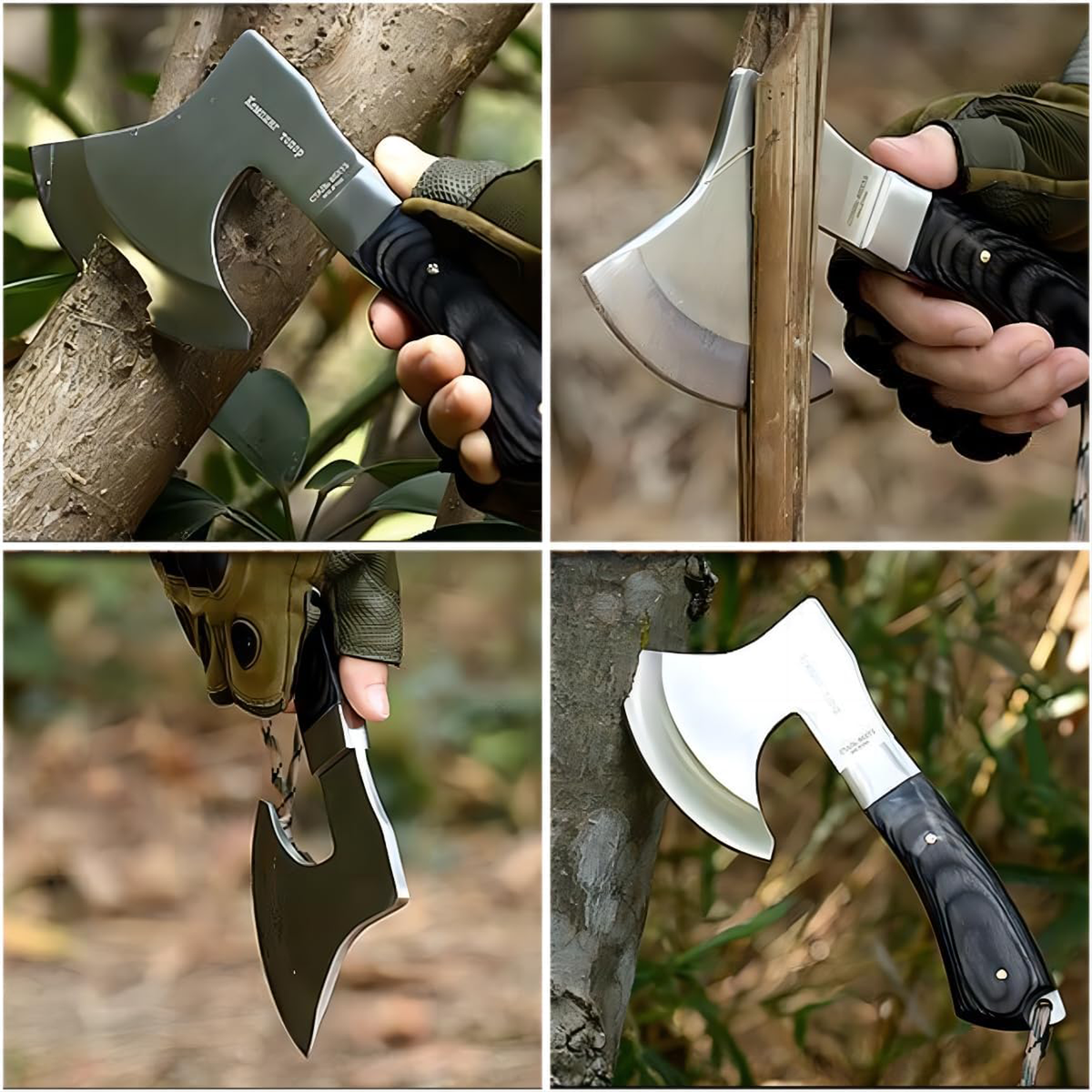Compact Hand Axe with Wooden Handle