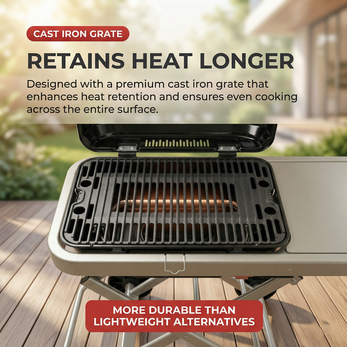 Premium Portable BBQ Gas Grill with Foldable Stand & Wheels