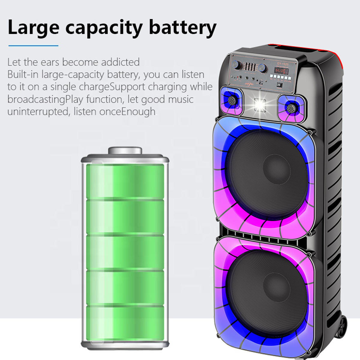Portable Bluetooth Speaker with Wireless Microphone & Remote