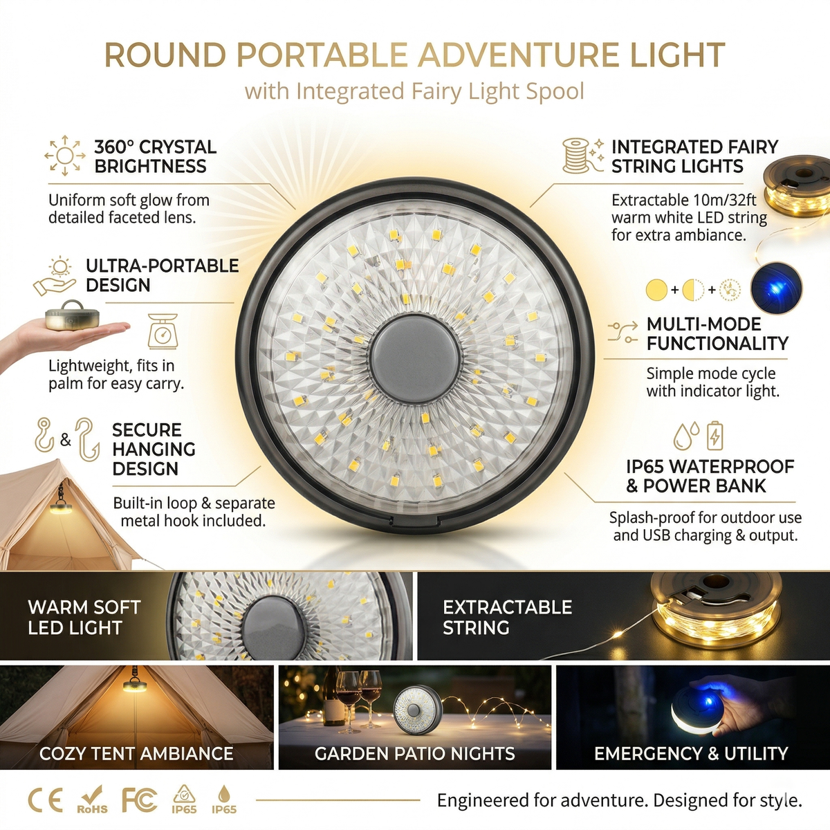 Rechargeable LED Outdoor Light, Portable Tent Lantern