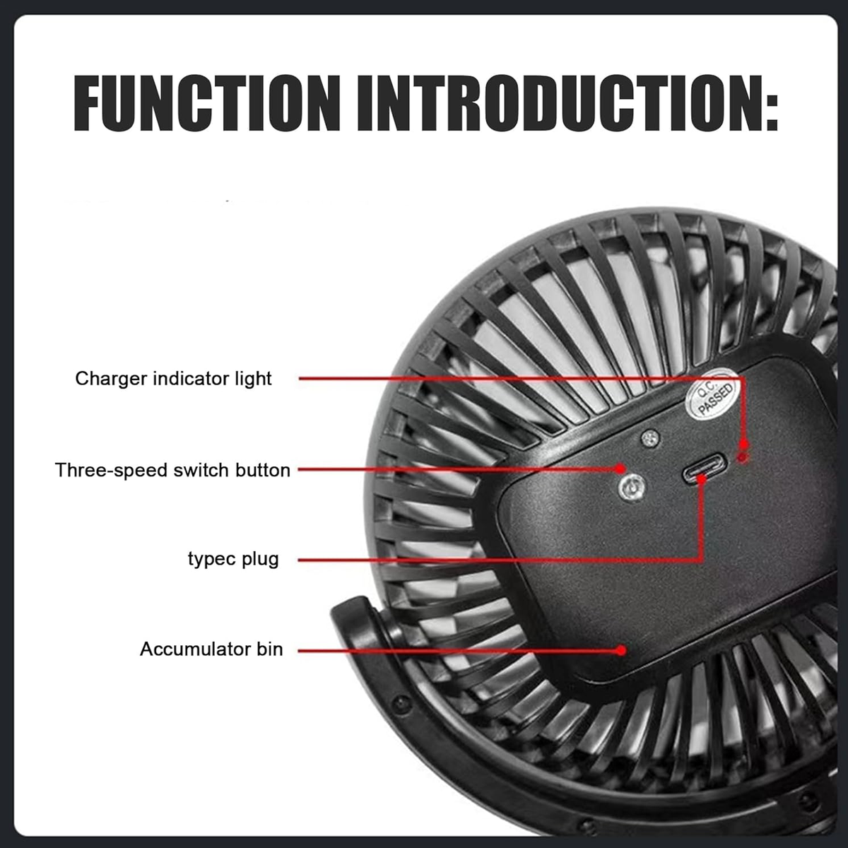 Portable 360° Adjustable Head Car Fan