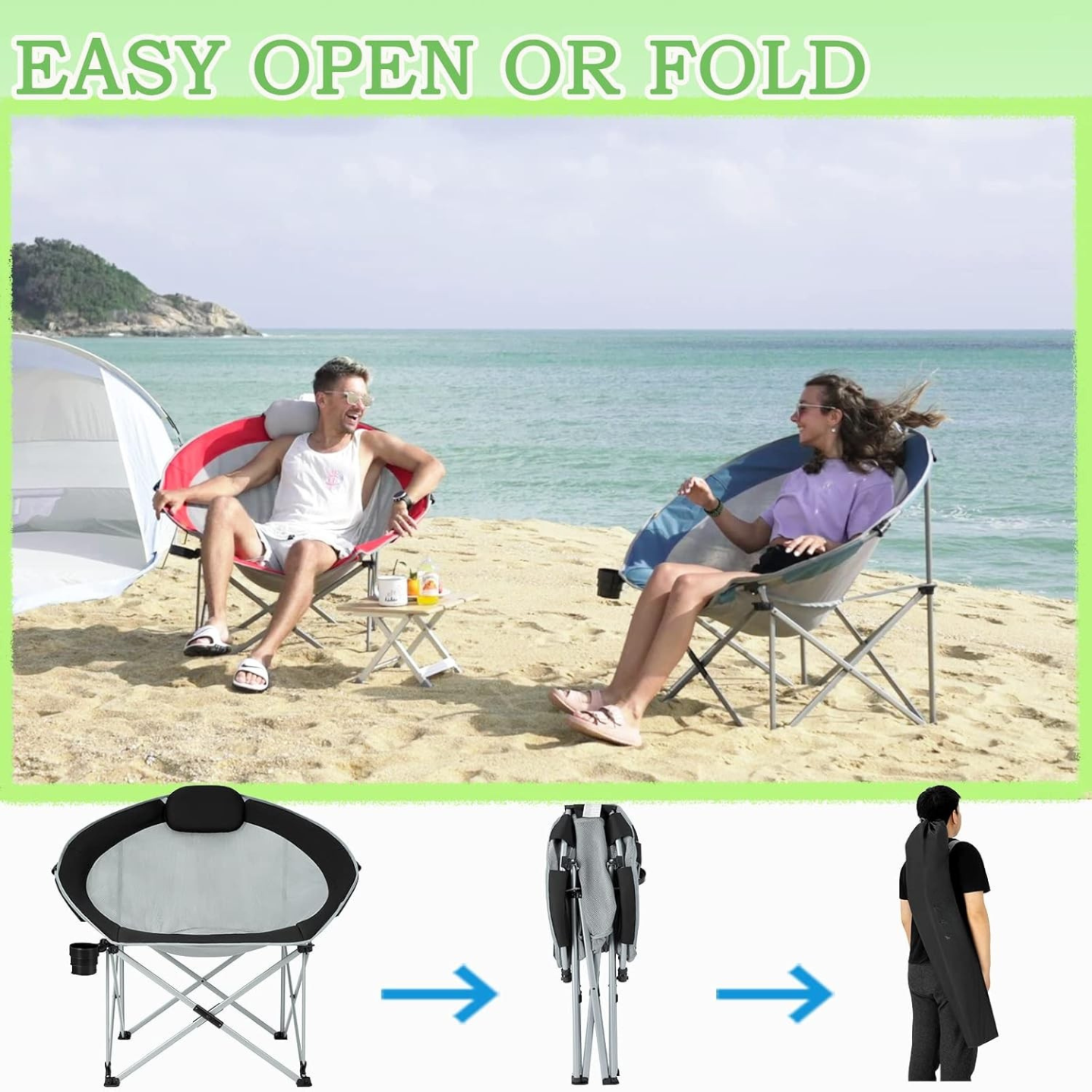 Portable Foldable Moon Camping Chair
