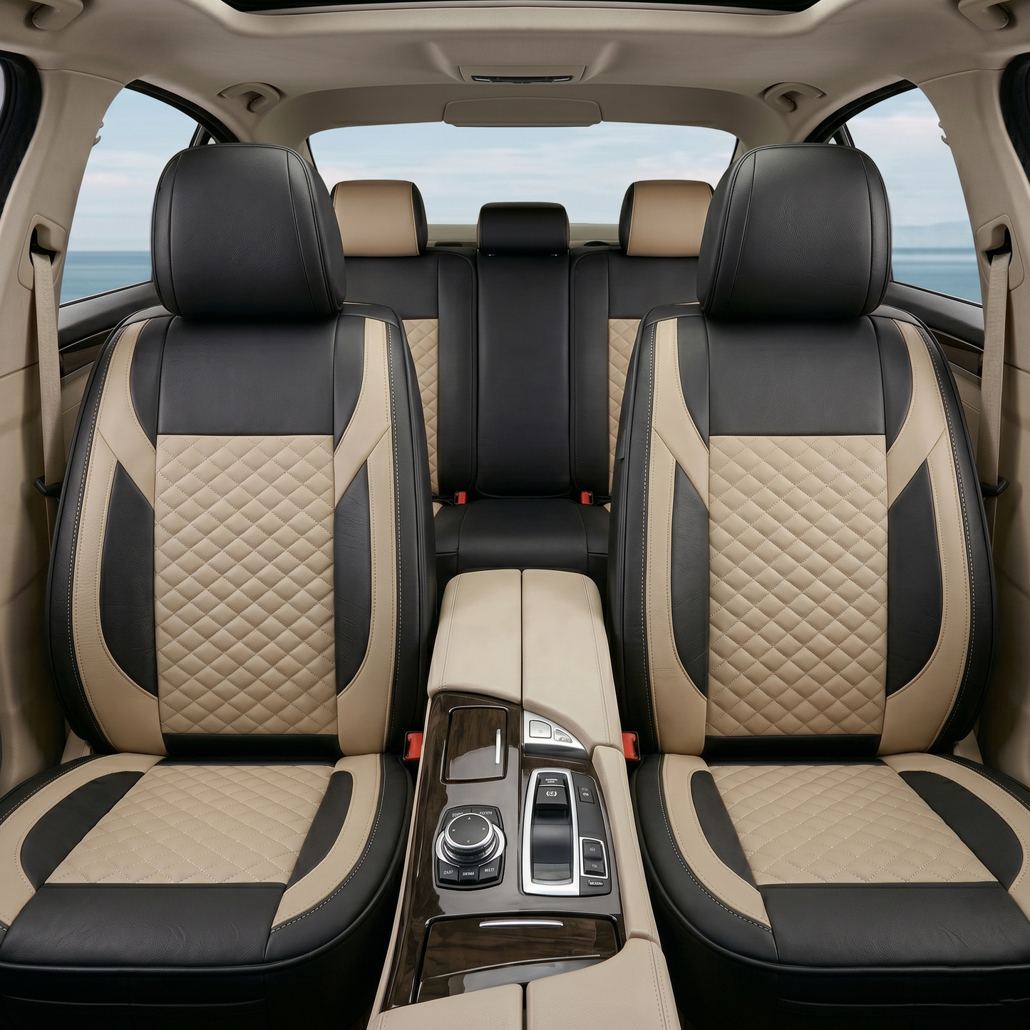 Premium 5Pcs Set Leather (Faux) Car Seat Cover Full Set | SUV Car