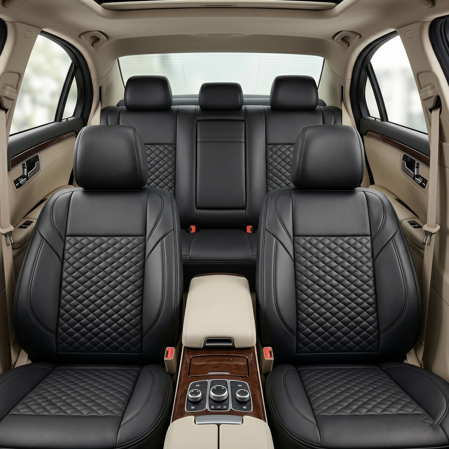 Premium 5Pcs Set Leather (Faux) Car Seat Cover Full Set | SUV Car