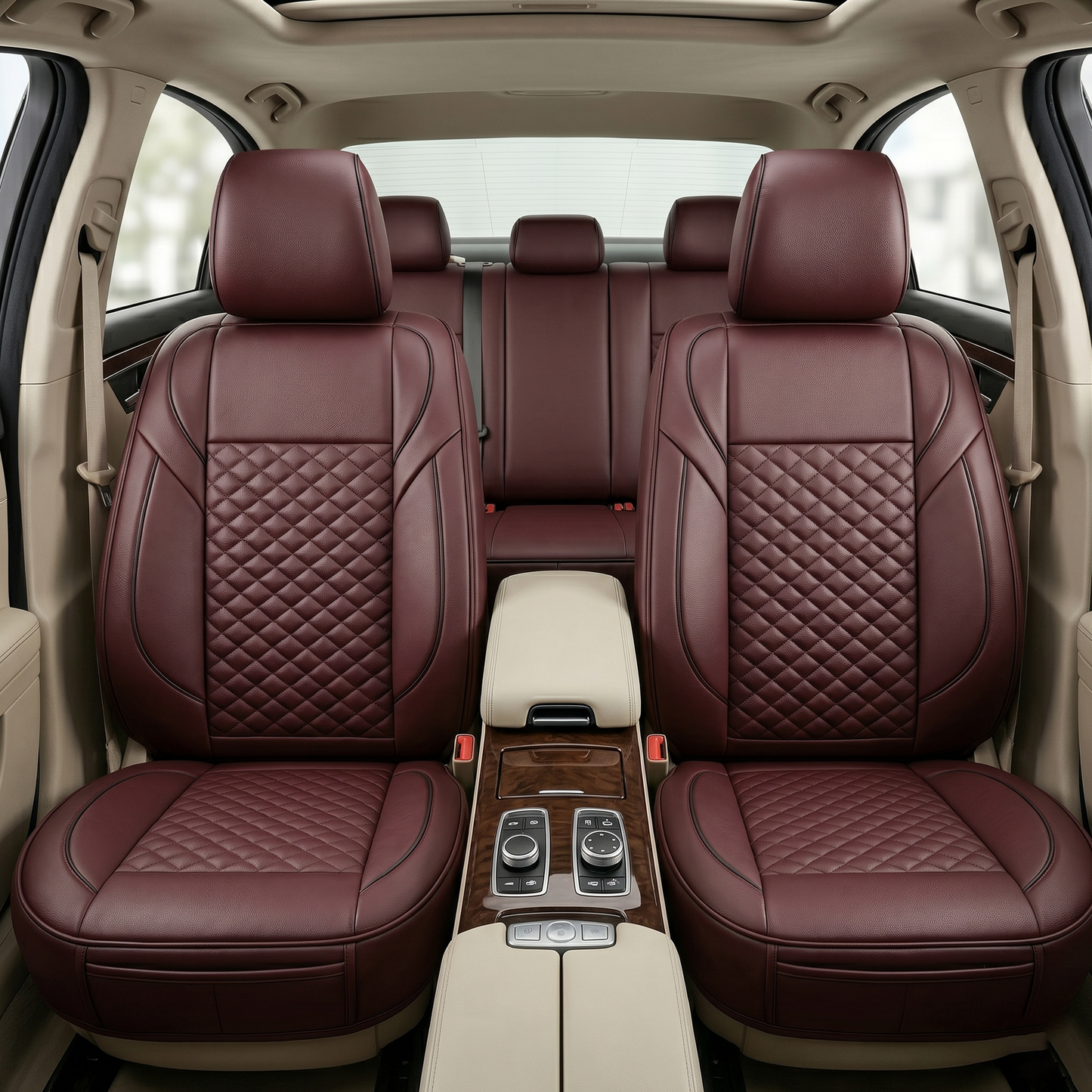 Premium 5Pcs Set Leather (Faux) Car Seat Cover Full Set | SUV Car
