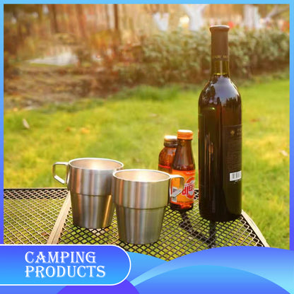 Stackable Stainless Steel Mug Set with Metal Stand