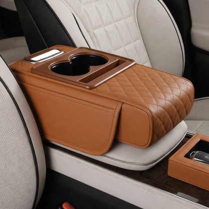 Car Seat Armrest Organizer with Cup Holder – PU Leather