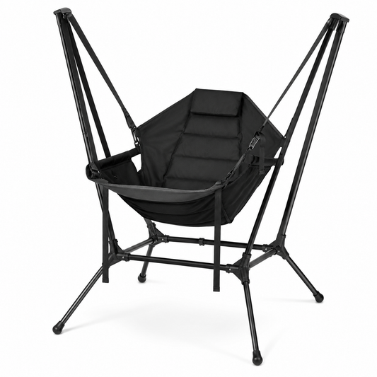 Portable Folding Hammock Camping Chair with Aluminum Frame & Carry Bag – Black