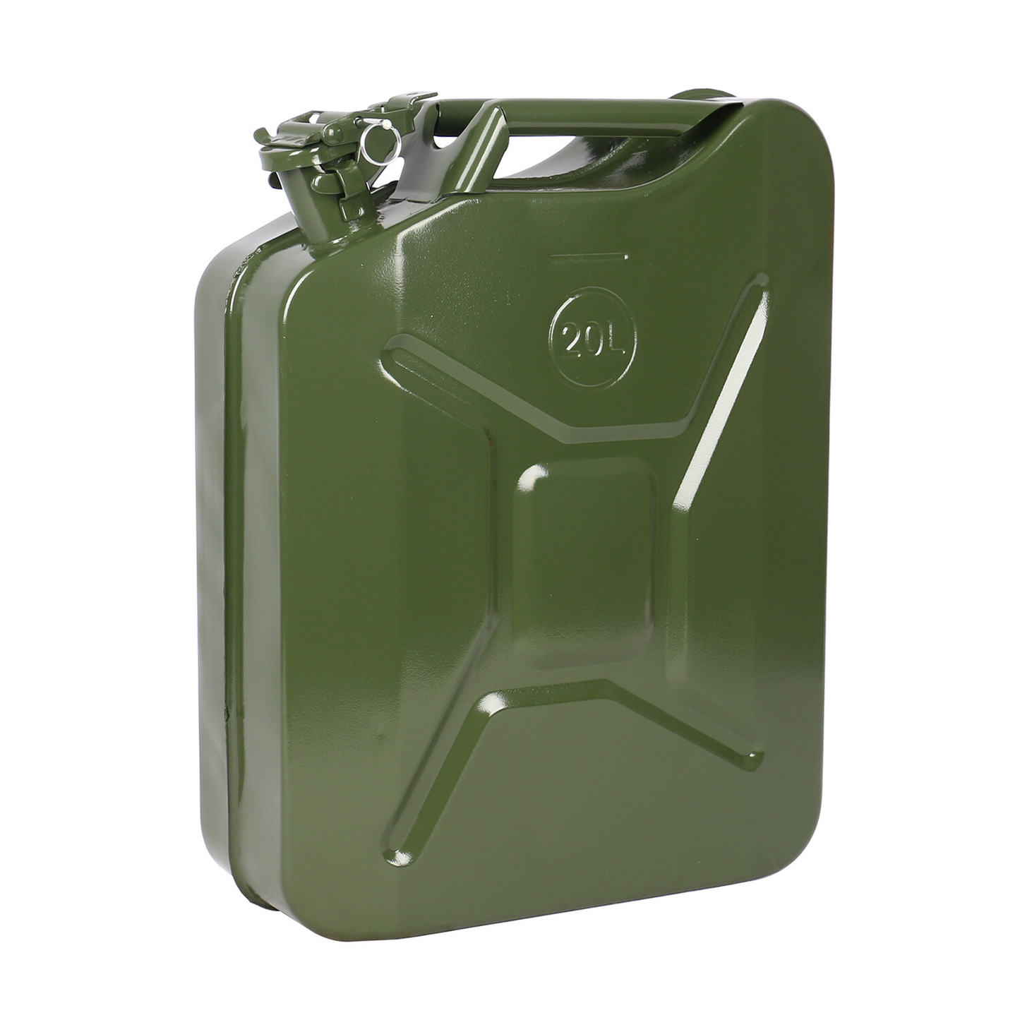 20L Military Green Metal Jerry Can – Heavy-Duty Fuel Storage for Cars, Generators, Jeeps & Off-Road Vehicles | Leak-Proof, Rust-Resistant, Alcohol-Safe Coating
