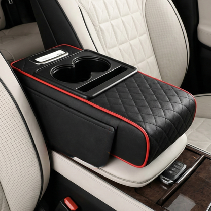 Car Seat Armrest Organizer with Cup Holder – PU Leather