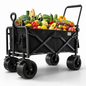 Collapsible Folding Camping Wagon with Locking System Tire, Portable Large Trolley cart, Bearing Heavy Capacity Beach Garden Shopping Carts & Stroller Wagon