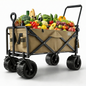 Collapsible Folding Camping Wagon with Locking System Tire, Portable Large Trolley cart, Bearing Heavy Capacity Beach Garden Shopping Carts & Stroller Wagon