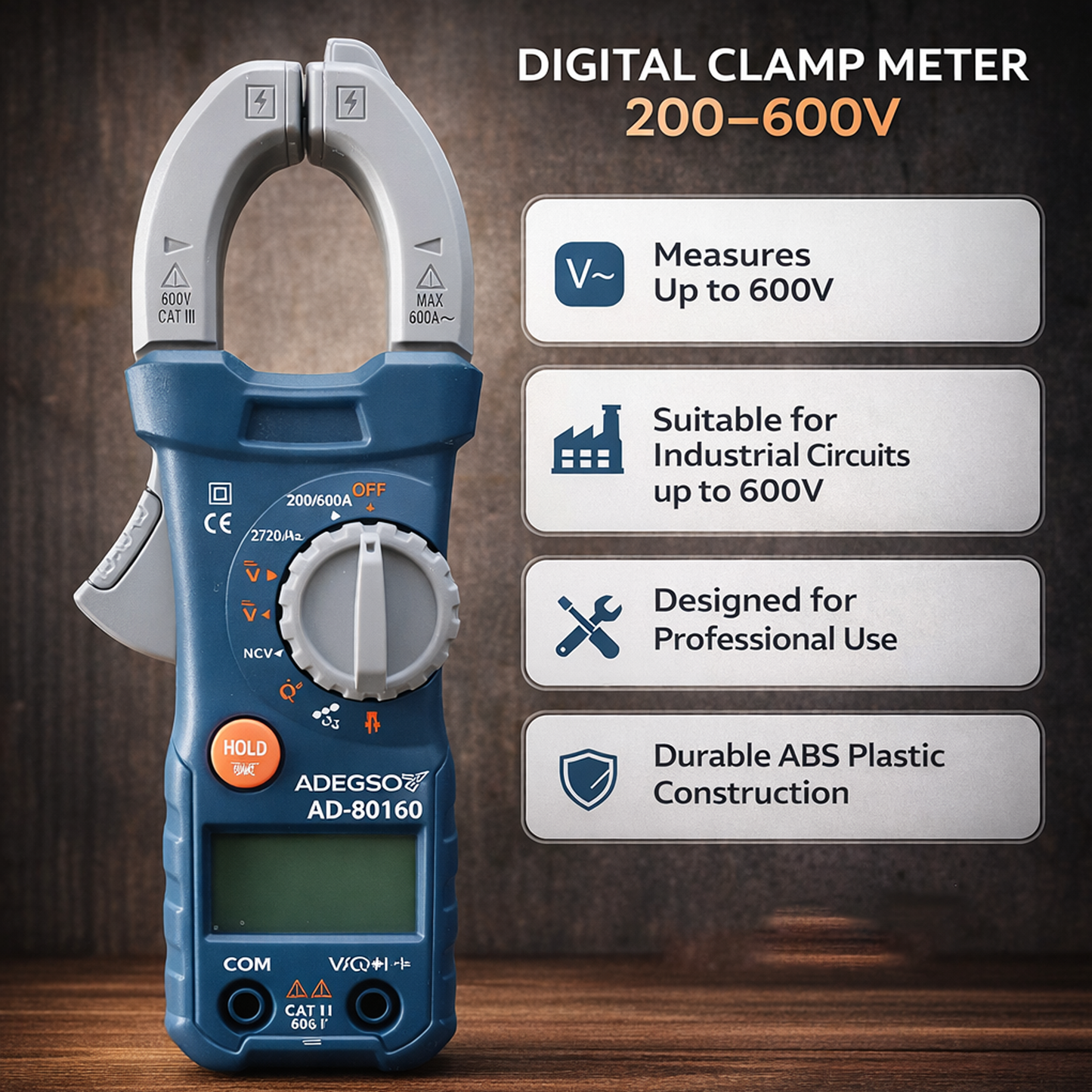 Digital Clamp Meter with Temperature Measurement | 600v