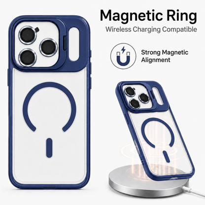 Magnetic Compatible Transparent Case with Kickstand for iPhone 17 Pro Max