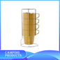Stackable Stainless Steel Mug Set with Metal Stand