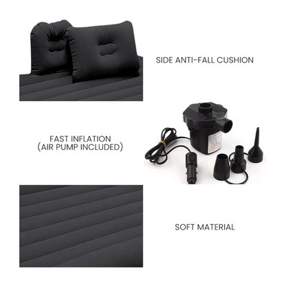 Inflatable Car Air Mattress with Headrest, Pump & 2 Air Pillows