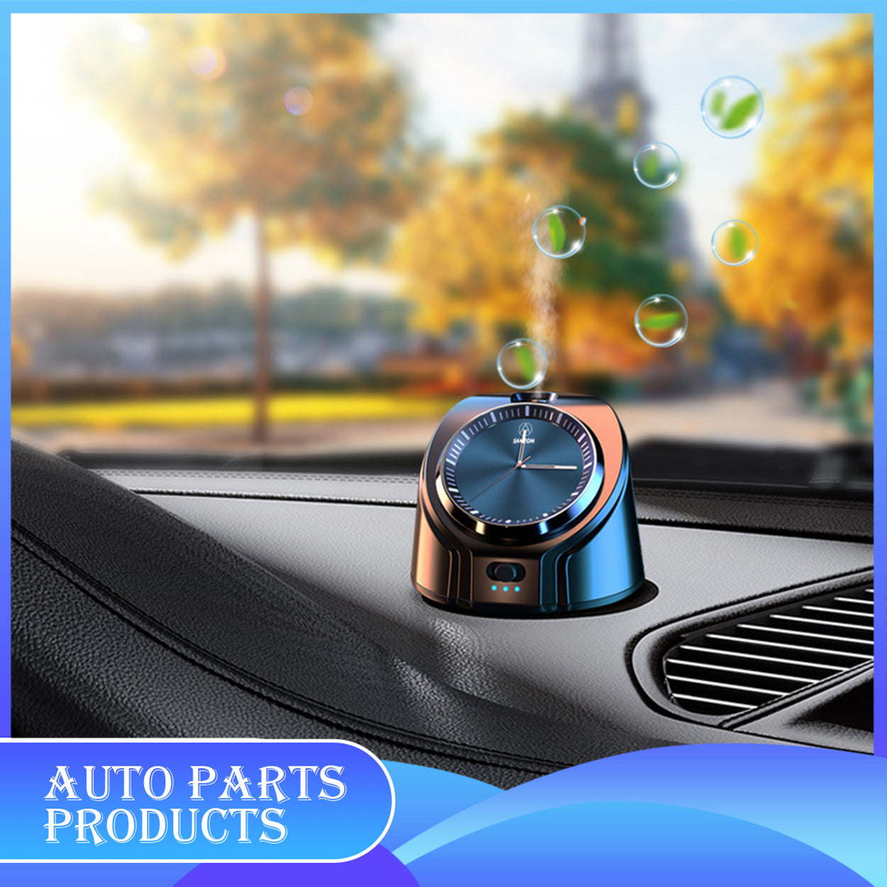 Waterless Car Diffuser with Built-in Clock