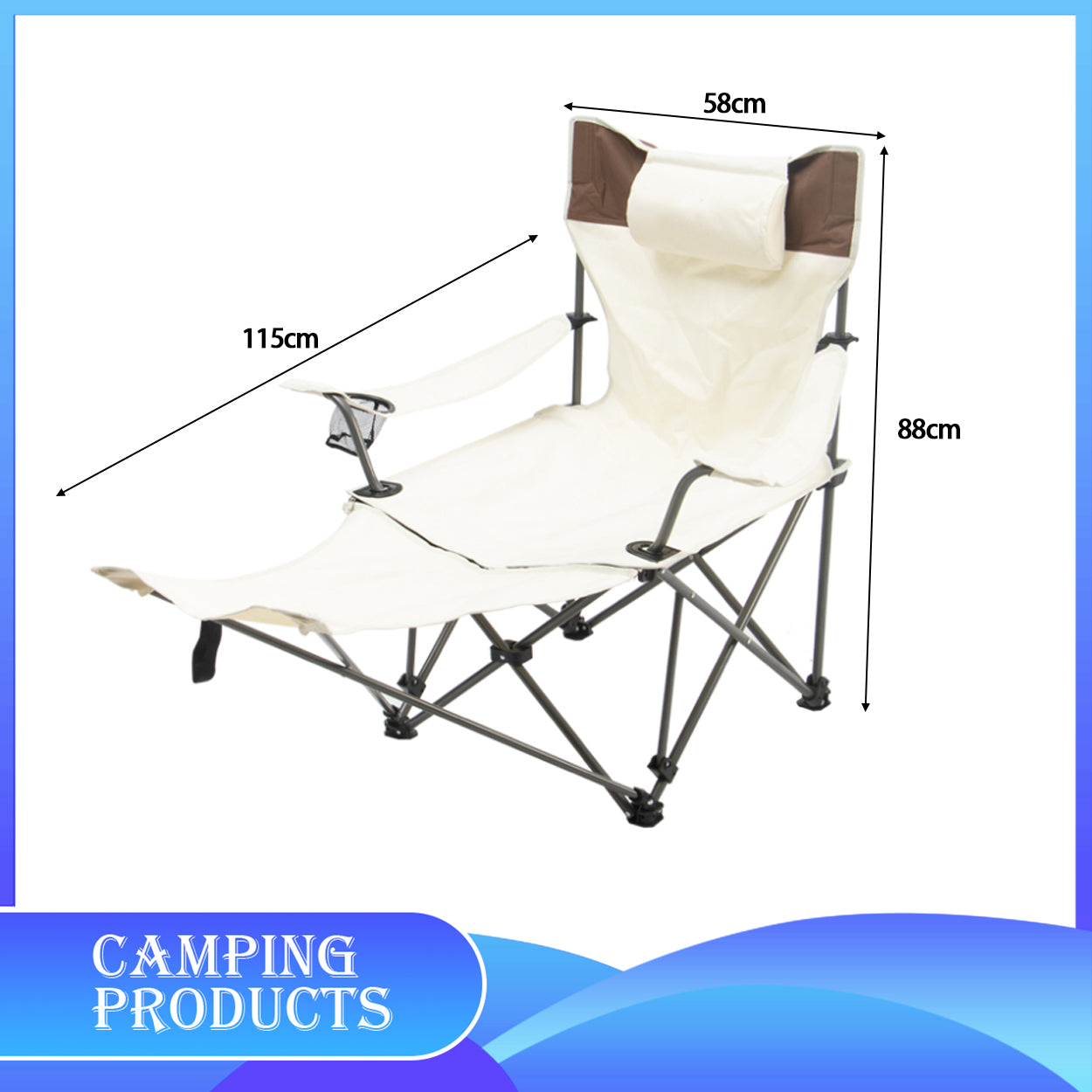 Camping Chair with Footrest and Cup Holder