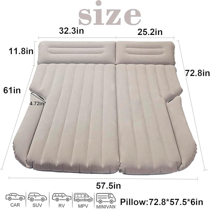 SUV Car Inflatable Air Mattress for Back Seat with 2 Air Pillows