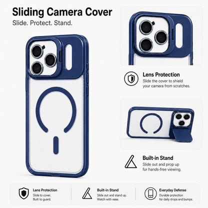 Magnetic Compatible Transparent Case with Kickstand for iPhone 17 Pro Max