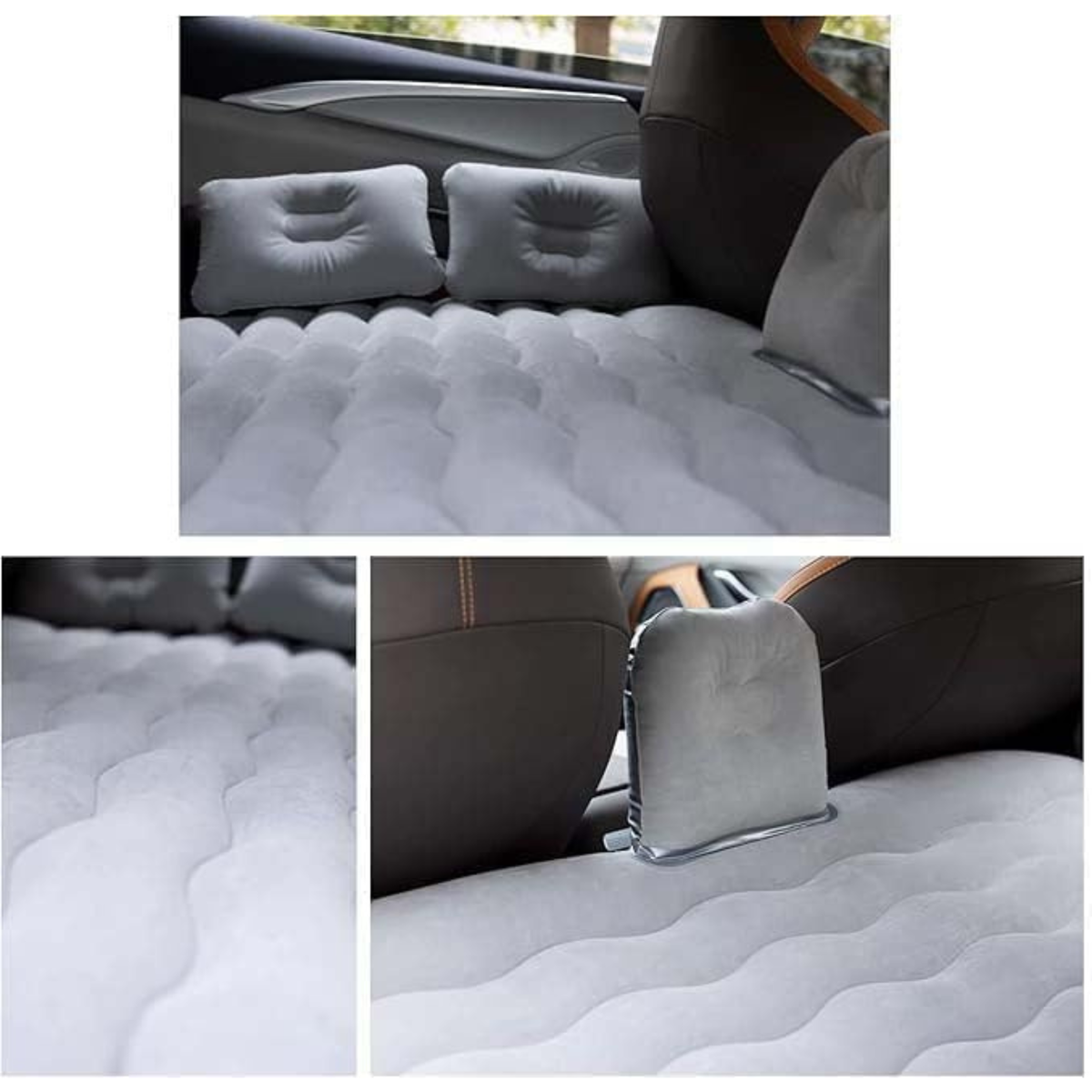 Inflatable Car Air Mattress with Headrest, Pump & 2 Air Pillows