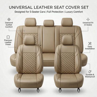 Auto Family Premium 5Pcs Set PU Leather Car Seat Cover Full Set (Sedan Car) | B0GVP8T6XP