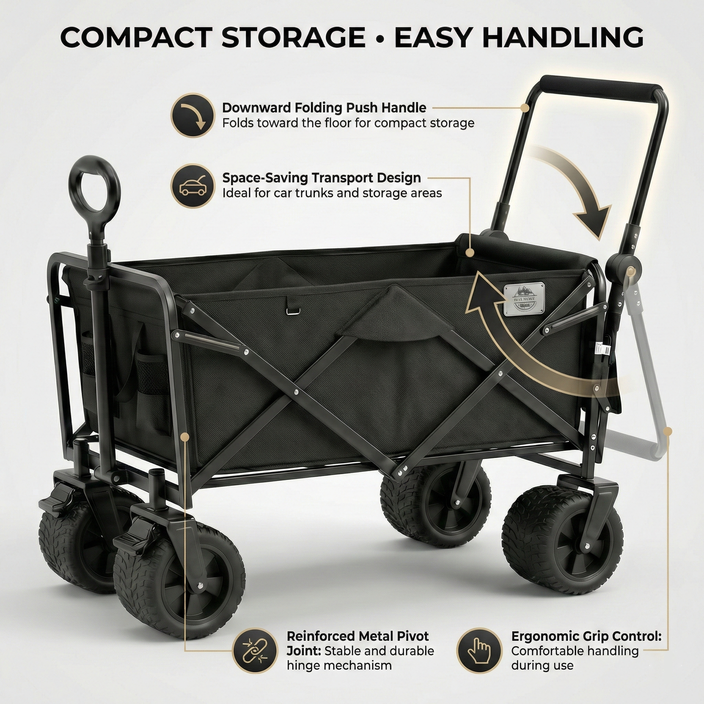 Collapsible Folding Camping Wagon with Locking System Tire, Portable Large Trolley cart, Bearing Heavy Capacity Beach Garden Shopping Carts & Stroller Wagon