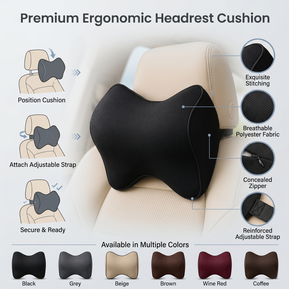 Car Neckrest Support Pillow Memory Foam