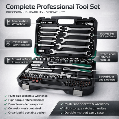 Precision Ratcheting Screwdriver & Socket Bit Set | 82 Pcs