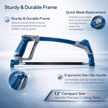 Ergonomic Hand Hacksaw for Metal & Wood Cutting | 12"