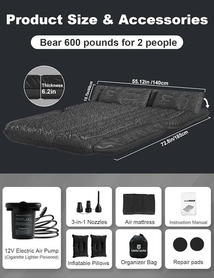 SUV Car Inflatable Air Mattress for Back Seat with 2 Air Pillows