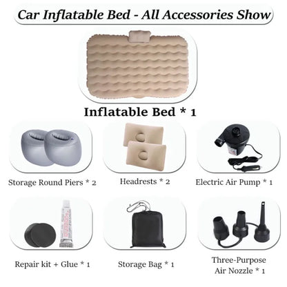 Inflatable Car Air Mattress, Portable Car Camping Mattress with Pillows