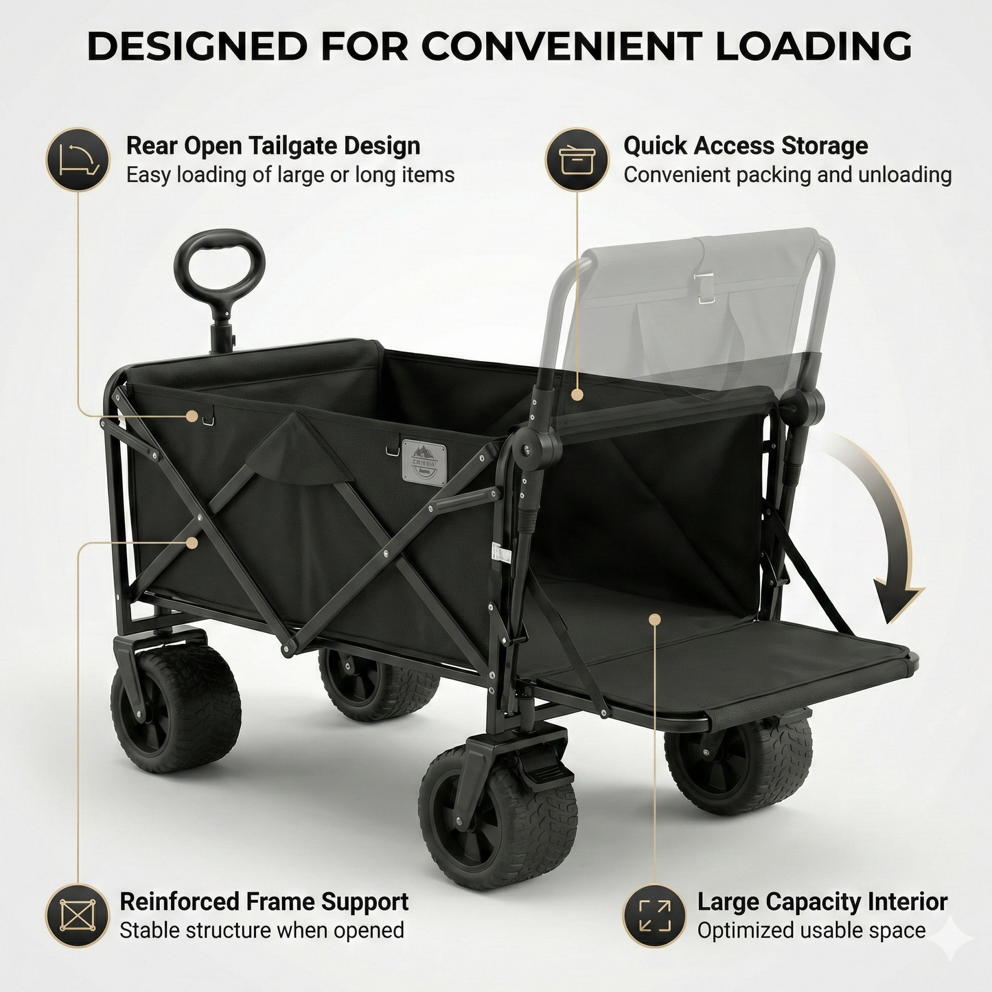 Collapsible Folding Camping Wagon with Locking System Tire, Portable Large Trolley cart, Bearing Heavy Capacity Beach Garden Shopping Carts & Stroller Wagon