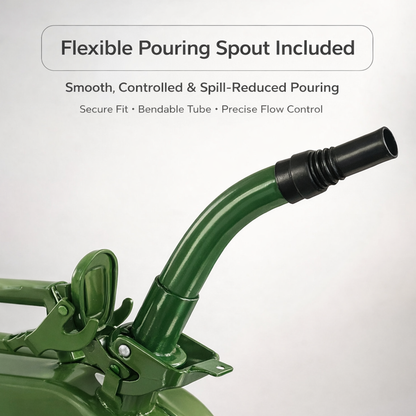 20L Military Green Metal Jerry Can – Heavy-Duty Fuel Storage for Cars, Generators, Jeeps & Off-Road Vehicles | Leak-Proof, Rust-Resistant, Alcohol-Safe Coating