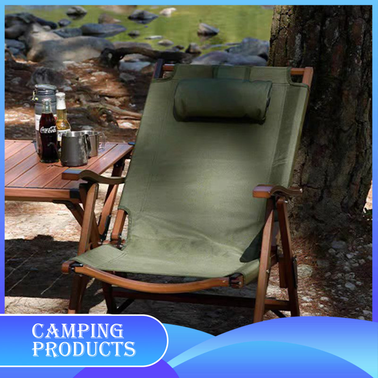 Camping Chair with Adjustable Headrest