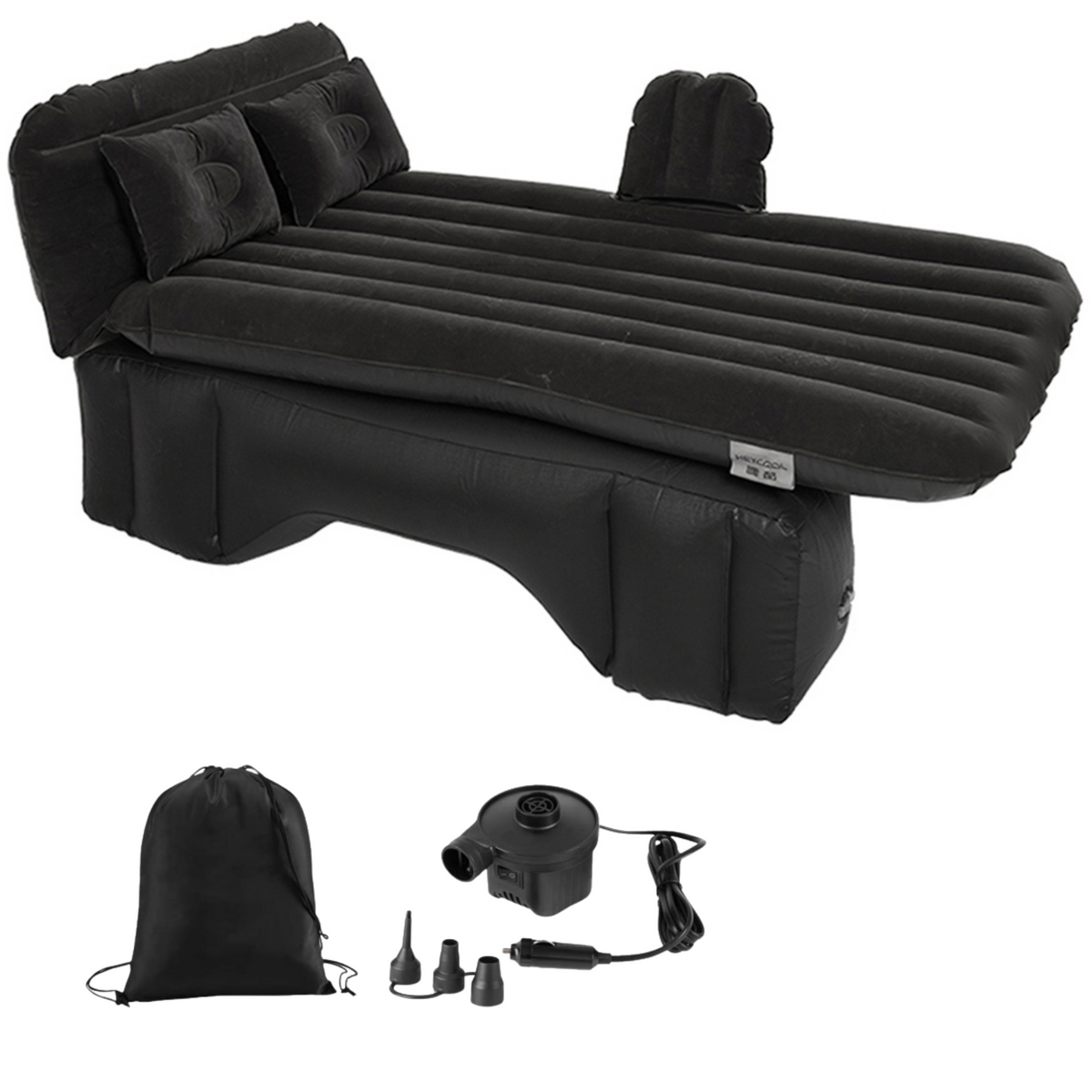 Inflatable Car Air Mattress with Headrest, Pump & 2 Air Pillows