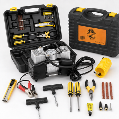 Car Tyre Inflator 12V-2 Cylinder Air Compressor Kit, 150 PSI