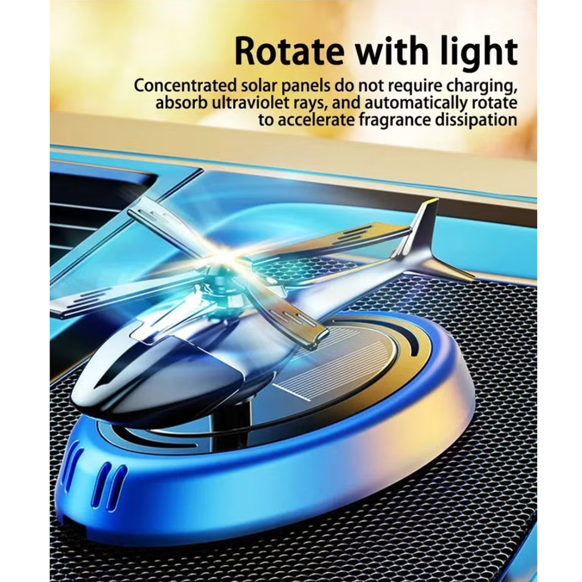 Solar-Powered Car Air Freshener Perfume Diffuser - Helicopter