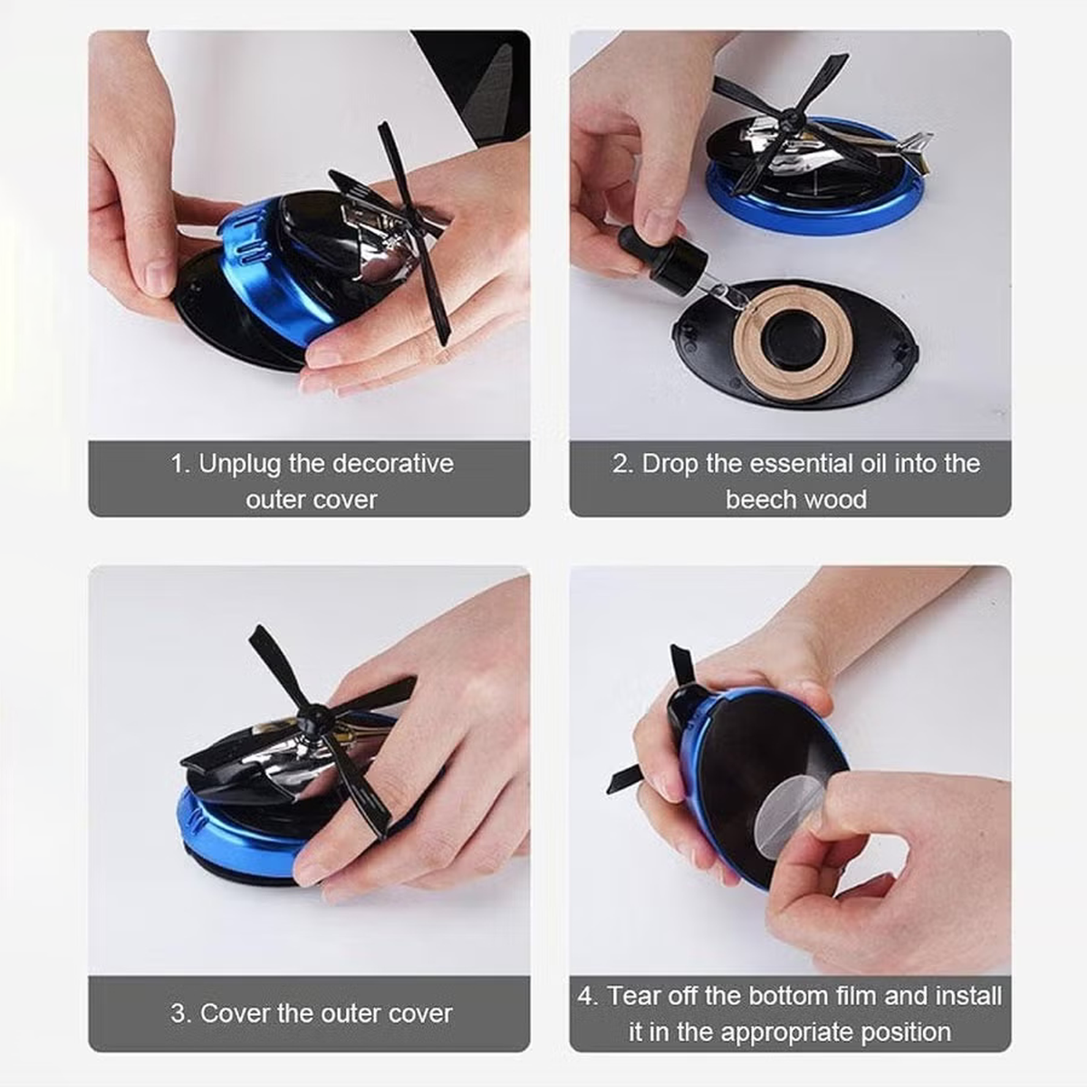 Solar-Powered Car Air Freshener Perfume Diffuser - Helicopter