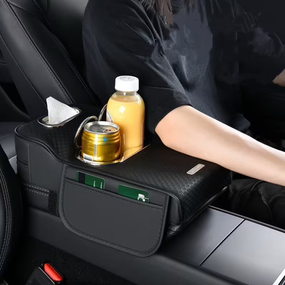 Car Armrest Heightening Pad with Cup Holder & Tissue Box