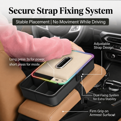 8-in-1 Car Armrest Storage Box with LED Light