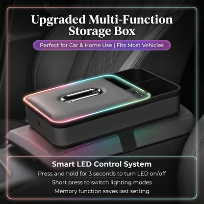 8-in-1 Car Armrest Storage Box with LED Light
