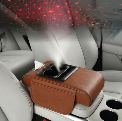 Car Armrest with Cup Holder, USB Charging & Laser Star Light
