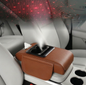 Car Armrest with Cup Holder, USB Charging & Laser Star Light