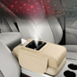Car Armrest with Cup Holder, USB Charging & Laser Star Light