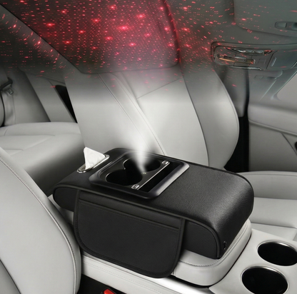 Car Armrest with Cup Holder, USB Charging & Laser Star Light