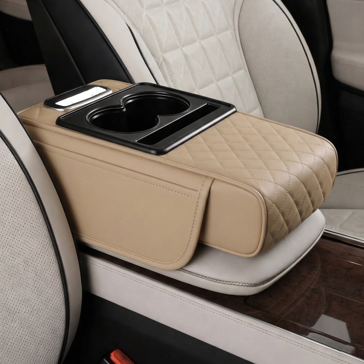 Car Armrest Organizer with Cup Holder